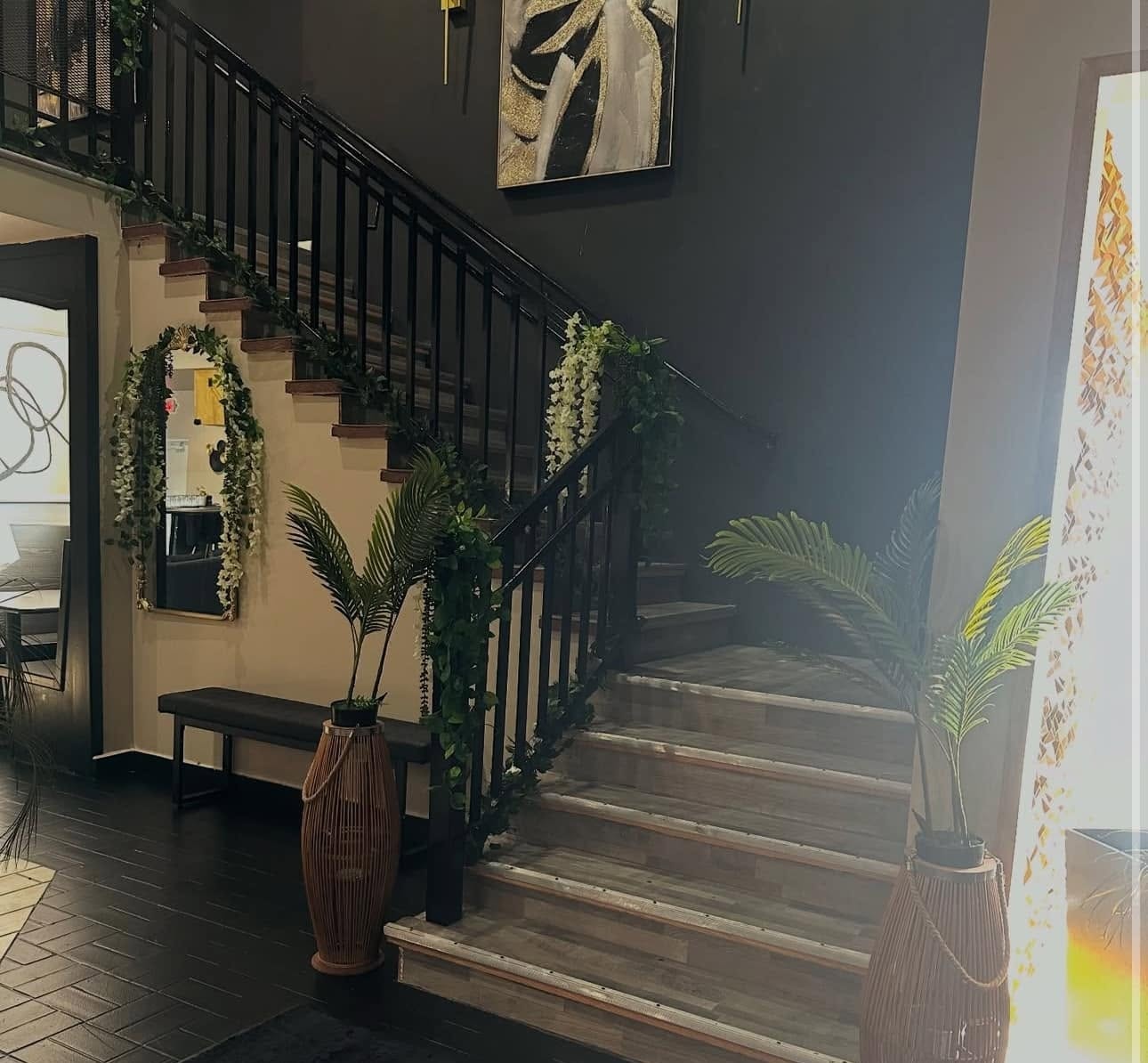 Decorative details and seating at African Grill